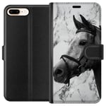 Apple iPhone 7 Plus Svart Plånboksfodral Marmor med häst