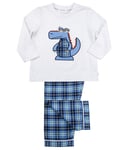Mini Vanilla Cute Crocodile Morgan Check Boys Cotton Pyjamas - Blue - Size 4-5Y