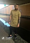 Men Savage Look Streetwear Longline T-shirt Short Sleeve Oversized Grey Size L