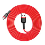 BASEUS Cafule Type-C USB oplader kabel 2A - 2M - Rød