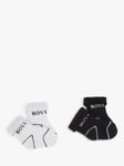 BOSS Baby Ribbed Knit Socks, Pack of 2, Black/White