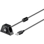 Goobay USB 2,0 Hi-Speed förlängningssladd med monteringsram, svart, 5 m,