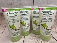 4x 150ML Simple Kind To Skin Moisturising Facial Wash