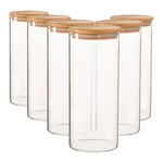 Scandi Glass Storage Jars with Wooden Lids 1.5 Litre Pack of 6
