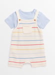 Tu Stripe Knitted Bib Shorts & T-Shirt Set 3-6 months Multi Coloured Months