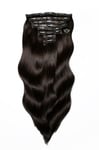Foxy Locks Brown Black - Elegant 20" Seamless Clip In Human Hair Extensions 160g