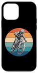 Coque pour iPhone 12 mini Vélo tout-terrain VTT équitation vintage coucher de soleil action