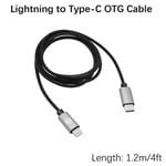 Couleur L à type-C otg 1.2m Câble Lightning-to-Micousb USB DAC OTG, pour iPhone / iPad / iPod, Accord Mojo Hugo PHA3 FIIO HIIO OPPO HA2 K5
