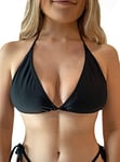 Black Bikini Swimsuit Top - DD DDD Large Bust Breasts Bathing Suit Top Only - Big Plus Size Bra for Women Ladies Teens Girls - Thick Comfy Back Neck String Tie - Unlined No Underwire Swim Bralette,