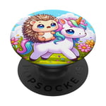 Kawaii Hedgehog on Unicorn Daydream PopSockets PopGrip Interchangeable