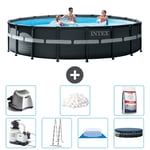 Intex Round Ultra XTR Frame Pool - 549 x 132 cm - Inklusive pump - Stege - Markduk - Lock Saltvattensystem - Filtrera bollar - Poolsalt Inklusive Til