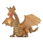 Papo - Figurine Dragon doré avec flamme - Dès 3 ans - Collection Monde Enchanté - Gardien du château dans les nuages - 15 cm - Peint à la main - Jouet fantaisie en forme de château