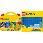 LEGO 10713 Classic Creative Suitcase, Toy Storage Case With Fun Colourful Building Bricks, Gifts 4 Plus Year Old Kids, Boys & Girls & 11025 Classic Blue Baseplate, Square 32x32 Build and Display Board