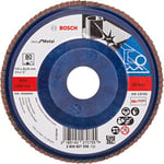 Bosch Accessories 2608607336 X571 Flap Disc for Metal Plastic Backed Straight, 115mm Ã˜, 80 Grit, Blue/Brown