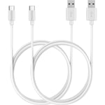Cable USB-C pour Samsung A20E / A40 / A50 / A70 / A80 - Cable chargeur USB-C Blanc 1 Mètre [LOT 2] Phonillico®