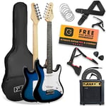 3rd Avenue XF 3/4 Size Electric Guitar Ultimate Kit with 10W Amp, Cable, Stand, Gig Bag, Strap, Spare Strings, Picks, Capo – Blue