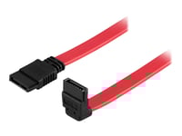 Deltaco - Sata/Sas-Kabel - Sata (Hona) Till Sata (Hona) - 30 Cm - Rak Kontakt, Nedåtvinklad Kontakt - Röd