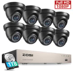ZOSI CCTV 2.0MP Security Camera System 8CH Home Surveillance Outdoor H.265+ DVR