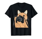 Cat With Camera Photographer Funny Cute Kawaii Photography T-Shirt