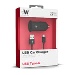 JUST W USB CAR CHARGER KIT USBC 2,4A BK