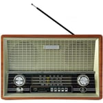 Angelay-Tian Vintage Radio FM Radio With Old fashioned Classic Style, Strong Bass Enhancement, U Disk/ MP3 Player Multifunctional 4-Band Radio Portable