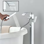 Floor Mounted Bathtub Standing Faucet Bathroom Free Mixer Tap Filler Spout