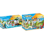Playmobil Family Fun 70611 Children's Pool with Slide, Water Toy, For ages 4+ & Family Fun 70900 Zoo Veterinary Practice, Toy for Children Ages 4+