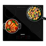 Geepas 6000W Digital Built-In Infrared Hob, 4 Burner - Electric Cooktop in Black with Touch Control