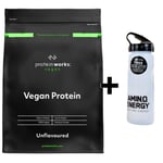 Vegan Protein Powder Unflavoured Protein Works 1KG + ON Water Bottle DATED 03/23