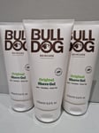 Bulldog Original Shave Gel scented Aloe,camelina,GreenTea,cutlery Free,3 X 175mL