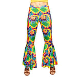 Boland 01541 – Pantalon de combat hippie, 1 pièce, taille M/38 pour femme, pantalon stretch multicolore, jambe évasée, années 70, Flower Power, costume, déguisement, accessoire, carnaval, fête à thème