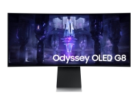 Samsung Odyssey OLED G8 S34BG850SU - OLED-monitor - Smart - spel - böjd - 34 - 3440 x 1440 UWQHD @ 175 Hz - 250 cd/m² - 1000000:1 - DisplayHDR 400 True Black - 0.1 ms - Mini DisplayPort, Micro HDMI, USB-C - högtalare - silver