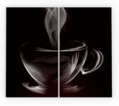 ALLboards Glass Chopping Board Coffee Cup 2 Set 52x30cm Cutting Board Splashback Worktop Saver for Kitchen Hob Protection Hot Cover Heat Resistant Multi-Glass Plate Dishes Pad Work Surface
