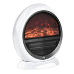 Table Top Electric Fireplace Heater W/ Flame Effect Rotatable Head White