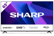 Sharp 65FN6EA - TV Android 65" Frameless (Sin Marco, 4K Ultra HD, 4X HDMI 2.1, 3X USB, Bluetooth), Google Assistant, Chromecast, Dolby Vision, HDR10, DTS Virtual X, Noire