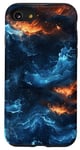 Coque pour iPhone SE (2020) / 7 / 8 Art fluide abstrait vagues flammes bleues