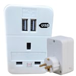 UK to EU Euro Travel Adapter 2 USB European Plug Adapter with 2 USB Ports