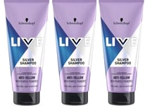Schwarzkopf LIVE Silver Shampoo  for blonde, grey or white hair 200 Ml -3 Pack