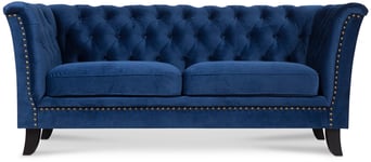 Skånska Möbelhuset Milton 3-sits chesterfield soffa i blå sammet