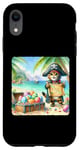 Coque pour iPhone XR Chat pirate avec carte au trésor des œufs de vacances Pâques