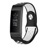 Fitbit Charge 3 flexible silicone watch band - Black / White