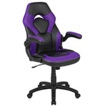 Flash Furniture X10 Gaming Racing Office Ergonomic Computer PC Adjustable Swivel Chair with Flip-up Arms, Purple/Black LeatherSoft