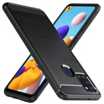 Peakally Samsung Galaxy A21s Case, Black TPU Cover Phone Case [Carbon Fiber Texture] Phone Protectors for Samsung Galaxy A21s-Black