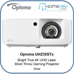Optoma UHZ35STx - Bright True 4K UHD Laser Short Throw Gaming Projector - White