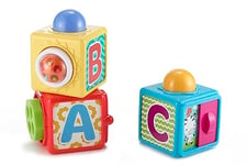 Fisher-Price Blocs d'activité, 3 Cubes colorés à empiler, pour bébé 6 Mois et Plus, DHW15