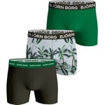 Björn Borg Kalsonger 3P Cotton Stretch Boxer 1721 Grön bomull Small Herr