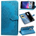 Kihying Leather Phone Case for LG K8 2017 / LG LV3 Case Cover Flip Wallet Stand and Card Slots (Blue - SD08)