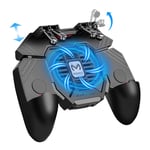 DDT Mobile Game Controller Gaming Grip Six-Finger Operation Upgraded Version Mobile Gaming Triggers with Cooling Fan L1R1 L2R2 Shoot And Aim Trigger Joystick for Ios & Android Various Game