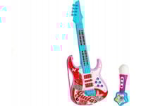 Leantoys Elektrisk Gitarr Mikrofon Strängar Leksak Rosa