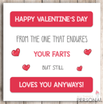 Funny Fart Valentines Day Card for Husband Wife Boyfriend Girlfriend Valentine's